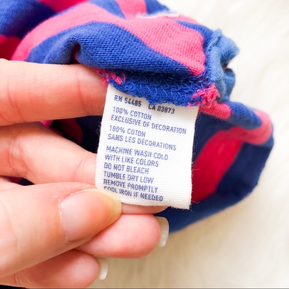 American Eagle Blue, Pink & White Horizontal Striped Tee.  Boatneck - Picture 3 of 4